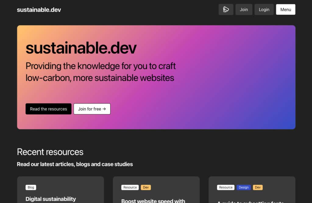 the-sustainable.dev. Providing the knowledge for you to craft low-carbon, more sustainable websites