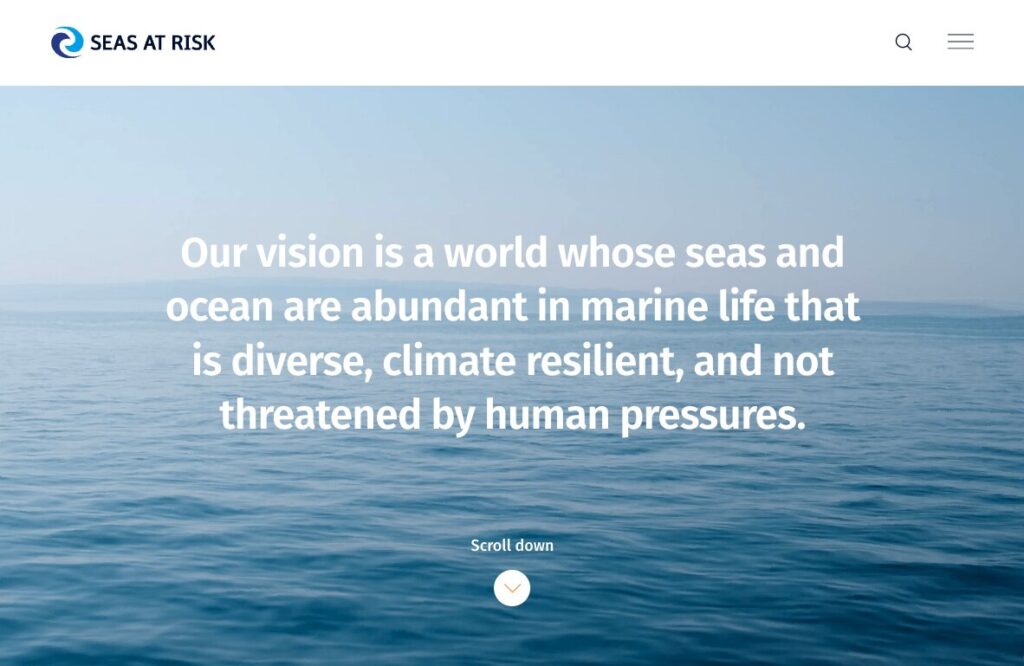 Seas At Risk website homepage