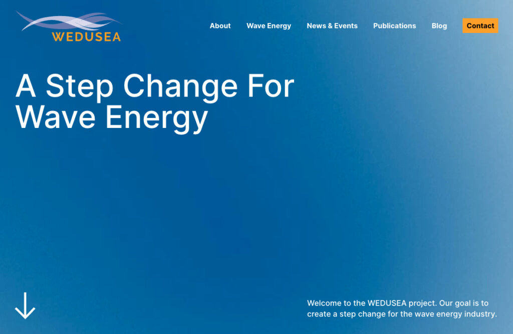 Wedusea wave energy project website homepage