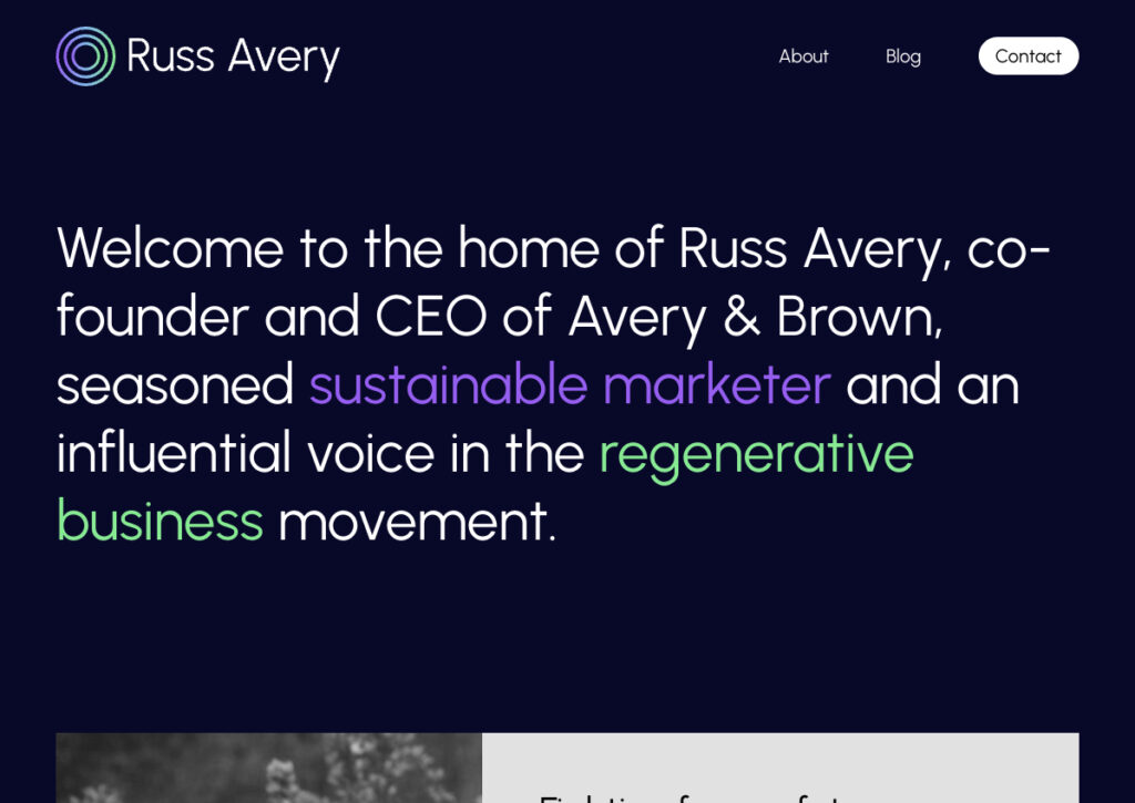 Russ Avery's website homepage
