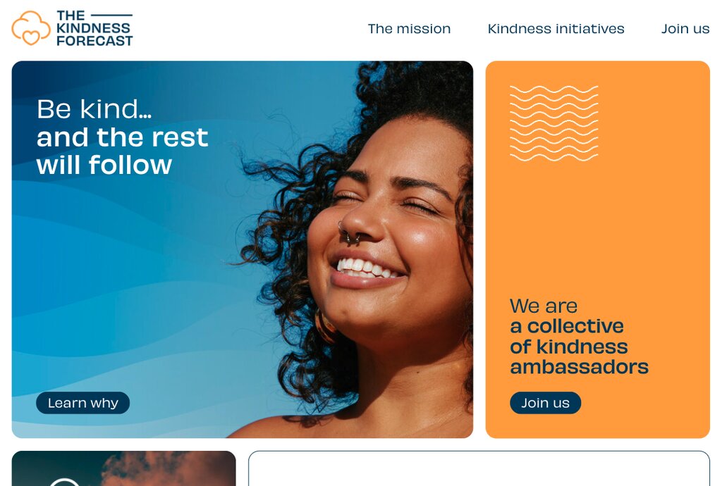 The Kindness Forecast website homepage