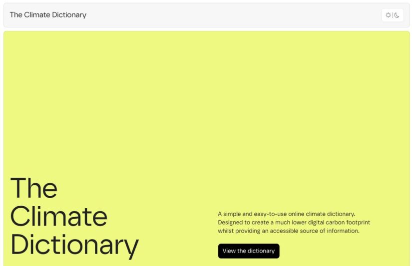 The Climate Dictionary website homepage