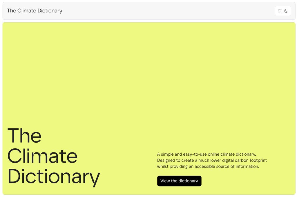 The Climate Dictionary website homepage
