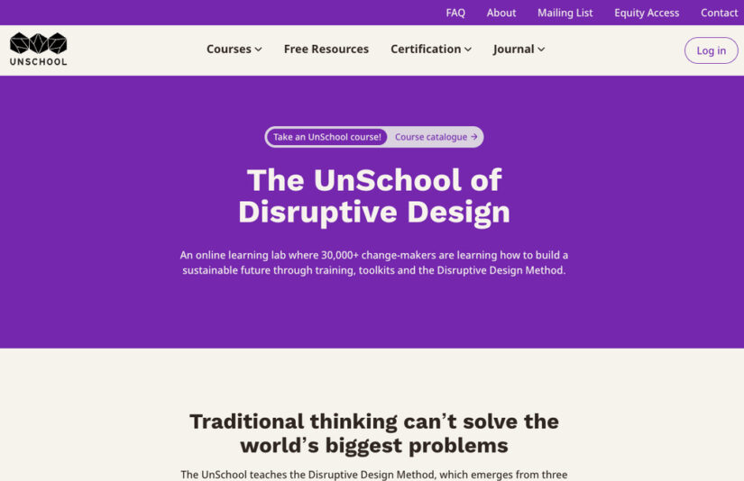 UnSchools website homepage